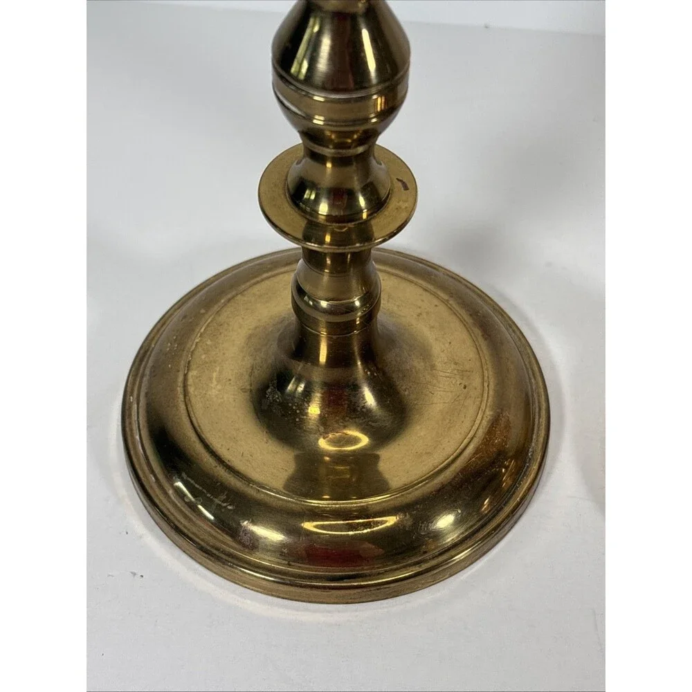 Antique Pair Brass Beehive Candlesticks Victorian Baluster 8”H Marked W